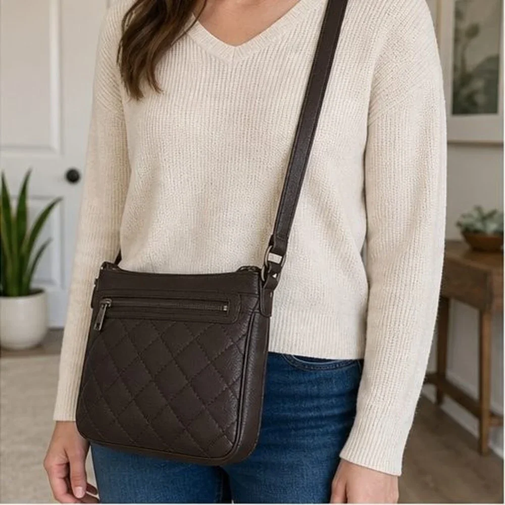 Espresso Quilted Crossbody Bag
